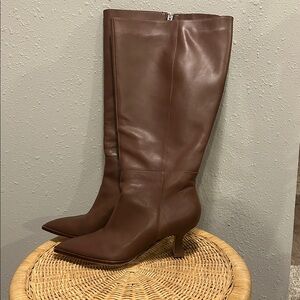 Dolce Vita Auggie PointedToe Kitten-Heel Knee High Boots Chocolate Brown Leather